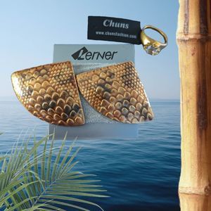 NWT! Womens Gold Tone Chuns Ring 7.5 Lerner Pierced Earrings Butterfly Wing Fan